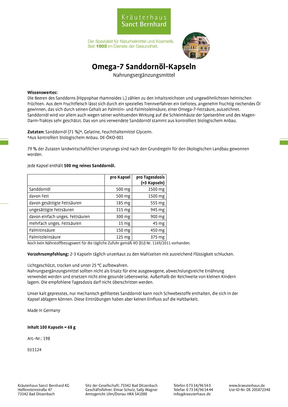 sanct-bernhard-omega-7-sanddorn-l-kapseln-3x100-bio image 2