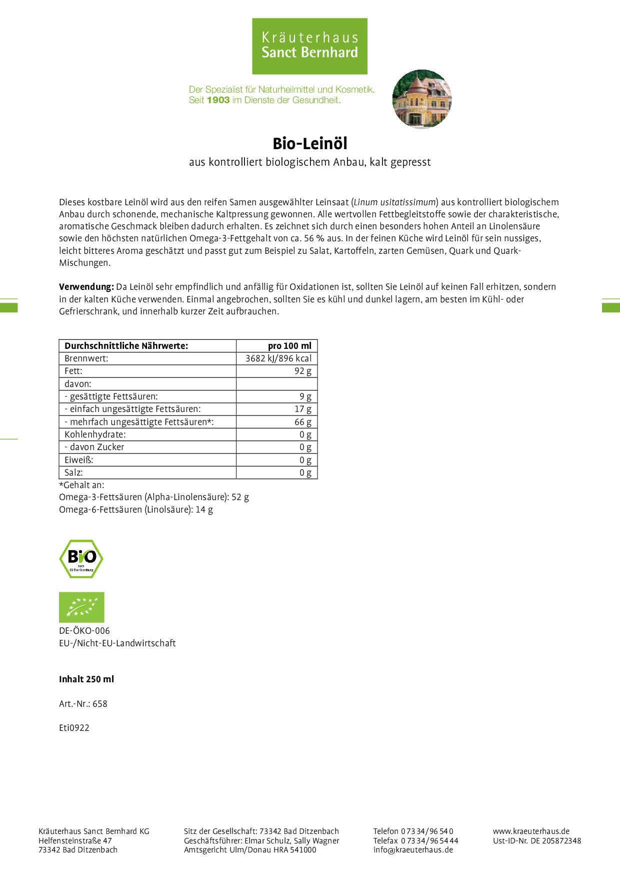 sanct-bernhard-bio-lein-l-kaltgepresst-3x250-ml-omega-3 image 2