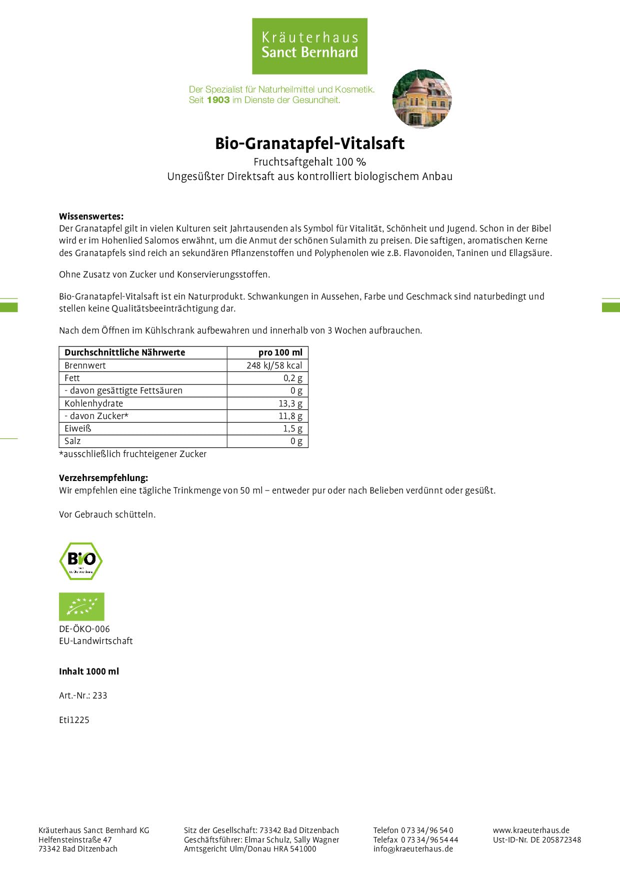 sanct-bernhard-bio-granatapfel-vitalsaft-1-l-100-fruchtsaft image 2