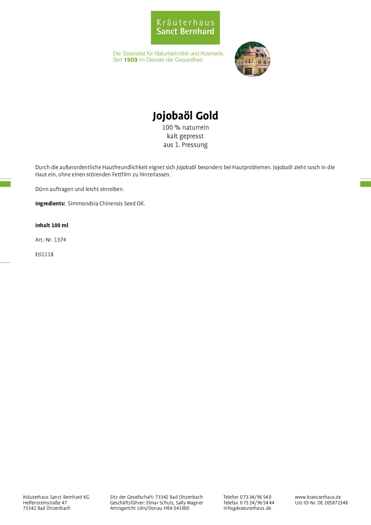 sanct-bernhard-jojoba-l-gold-haut-l-3x100-ml-set-trocken image 2