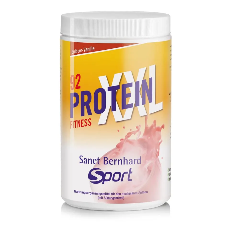 sanct-bernhard-sport-protein-xxl-92-erdbeer-vanille-450-g-proteinpulver image 1