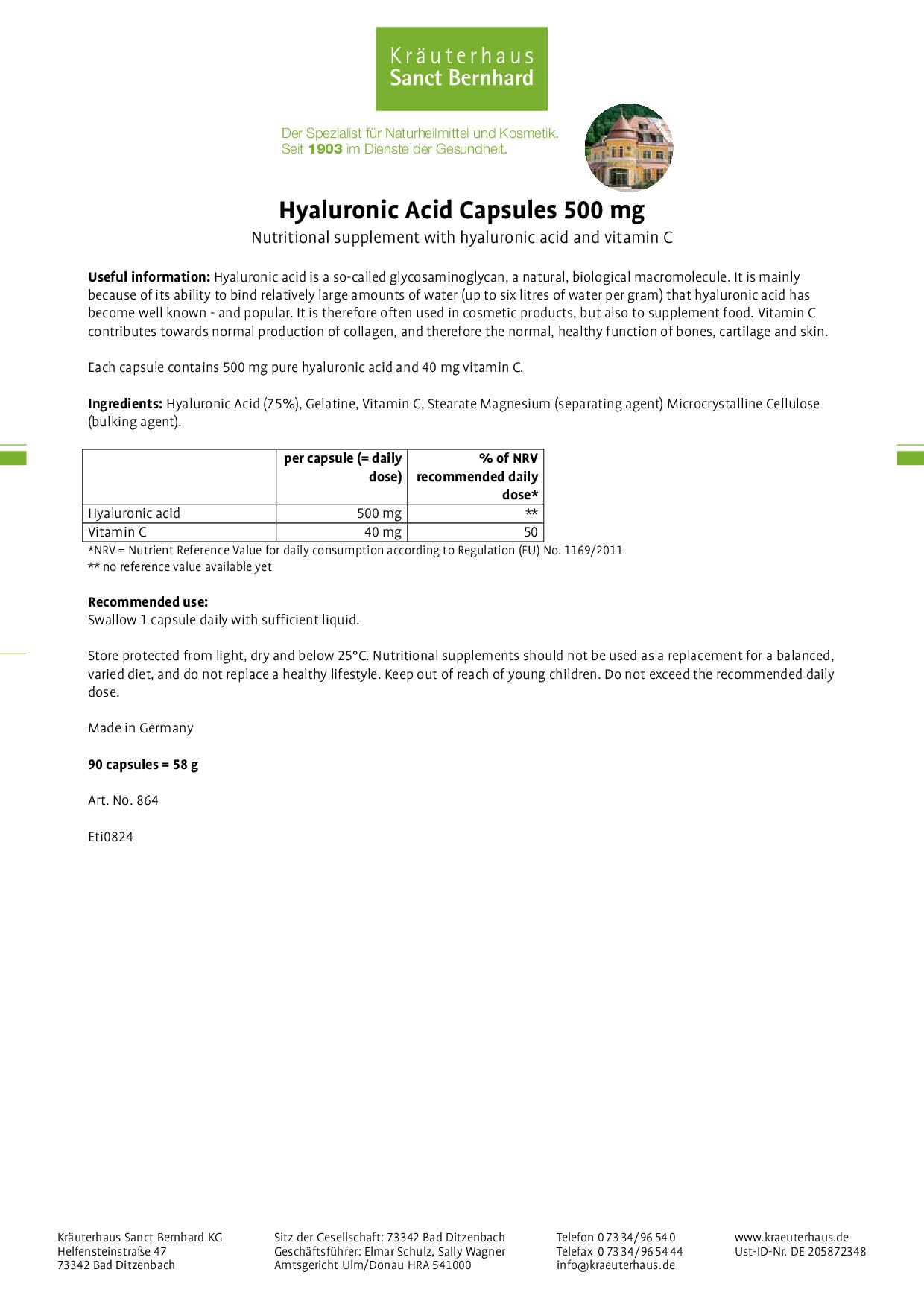 sanct-bernhard-hyalurons-ure-kapseln-500-mg-90-st-ck-mit-vitamin-c image 2