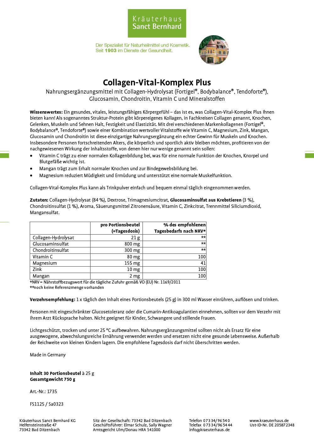sanct-bernhard-collagen-vital-komplex-plus-sachets-30x25g image 6