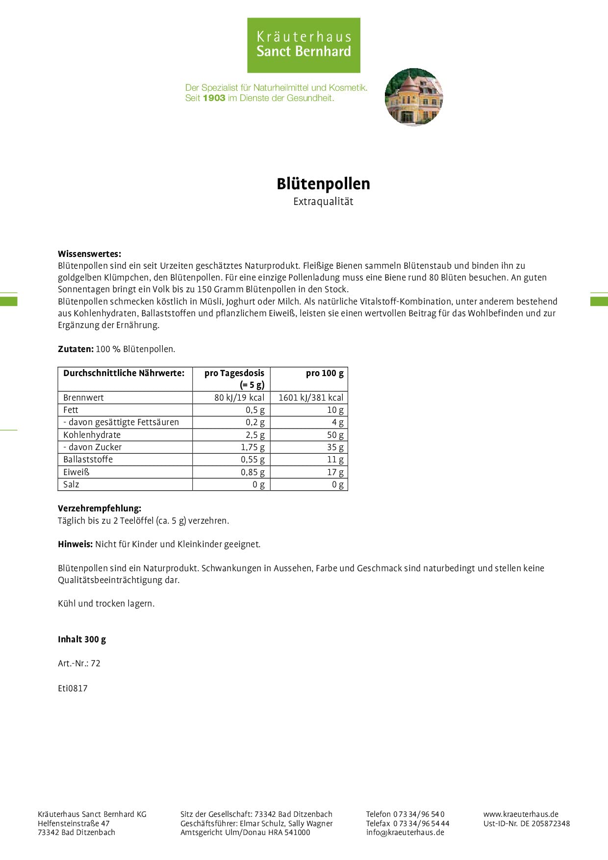 sanct-bernhard-bl-tenpollen-extraqualit-t-naturprodukt-300-g image 6