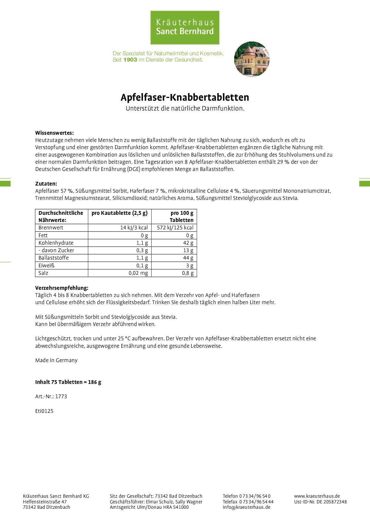 sanct-bernhard-apfelfaser-knabbertabletten-75-st-ballaststoffe image 2