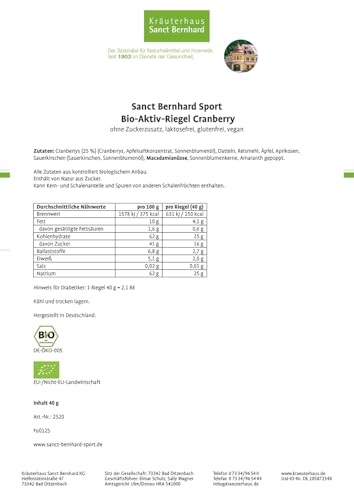 sanct-bernhard-sport-bio-aktiv-riegel-cranberry-11x40-g image 4