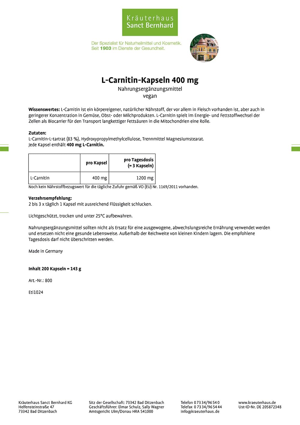 sanct-bernhard-l-carnitin-kapseln-400-mg-200-kapseln-vegan image 6