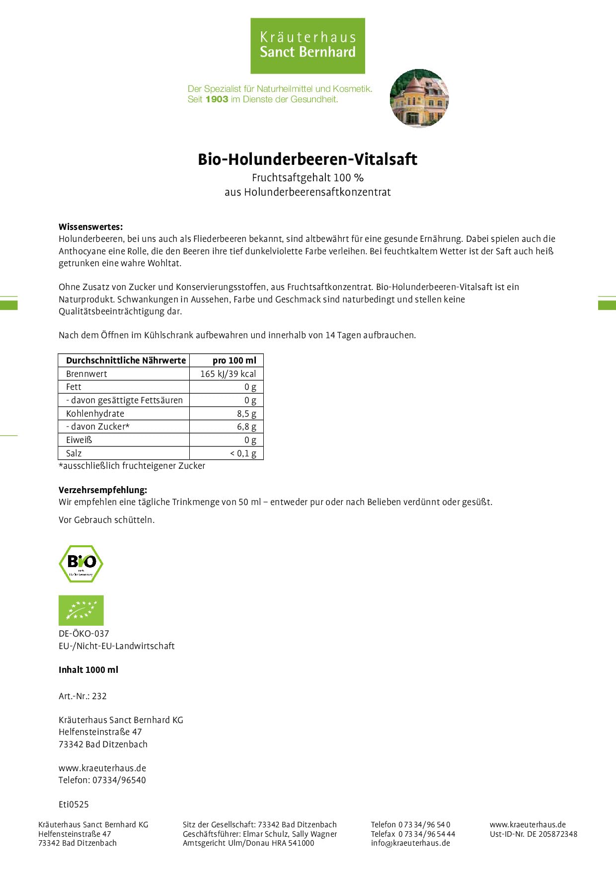 sanct-bernhard-bio-holunderbeeren-vitalsaft-saft-2x500-ml-bio image 3