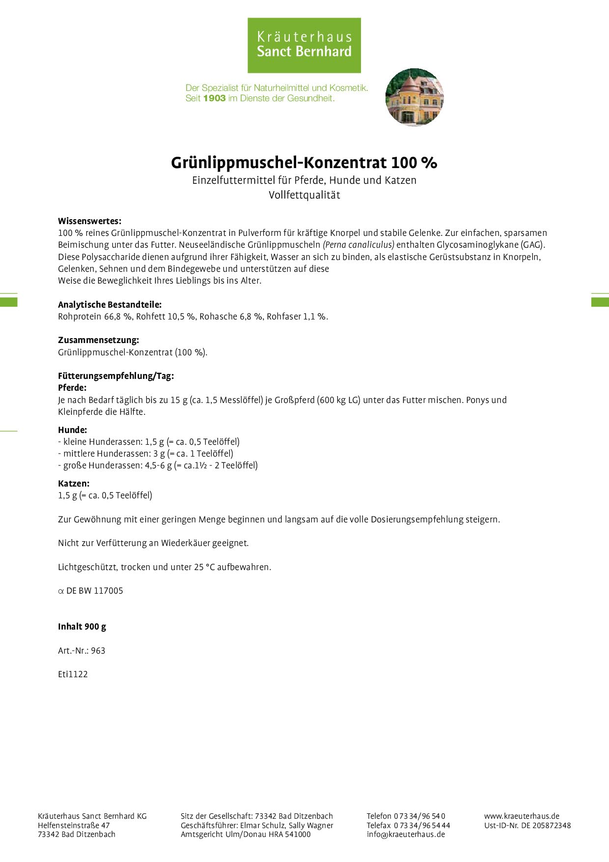 tierlieb-gr-nlippmuschel-konzentrat-900-g-hund-pferd-katze image 5
