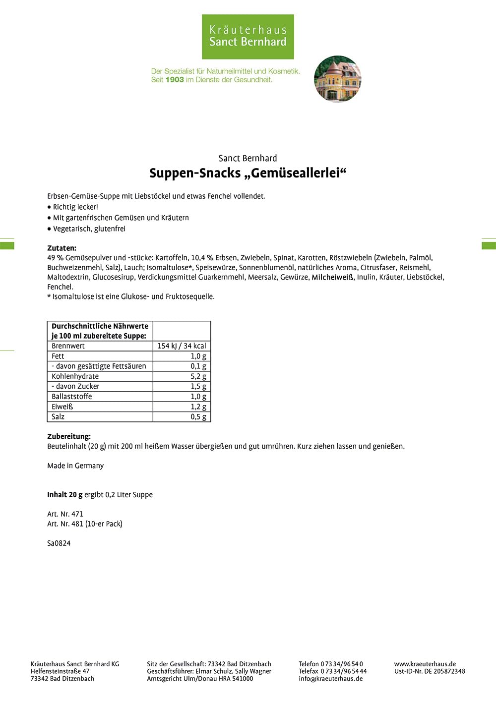 sanct-bernhard-suppen-snack-gem-seallerlei-suppe-10x20-g-vegetarisch image 2