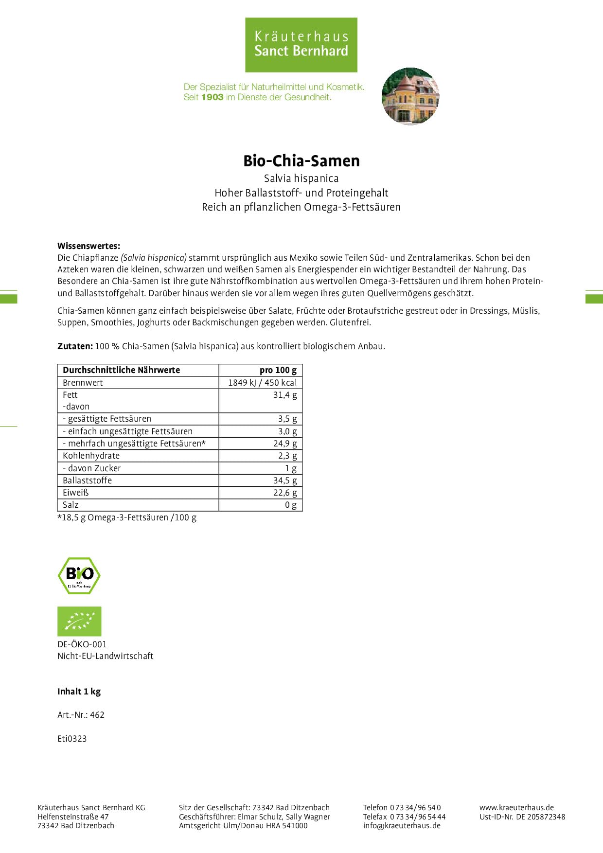 sanct-bernhard-bio-chia-samen-1000-g-pflanzliches-omega-3-superfood image 2