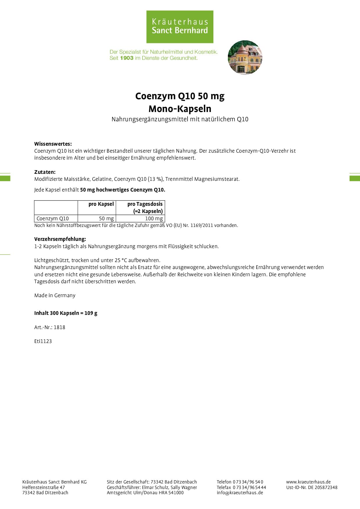 sanct-bernhard-q10-mono-kapseln-50-mg-300-kapseln-nat-rlich image 2