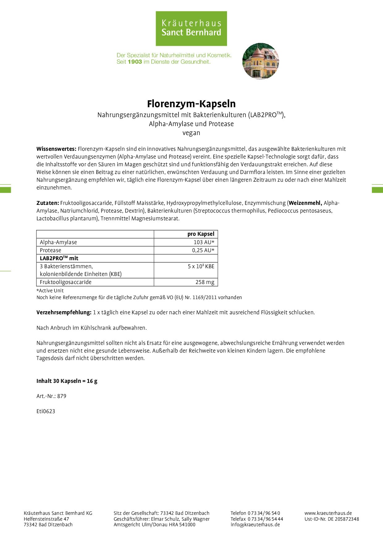 sanct-bernhard-florenzym-kapseln-bakterienkulturen-30-vegan image 2