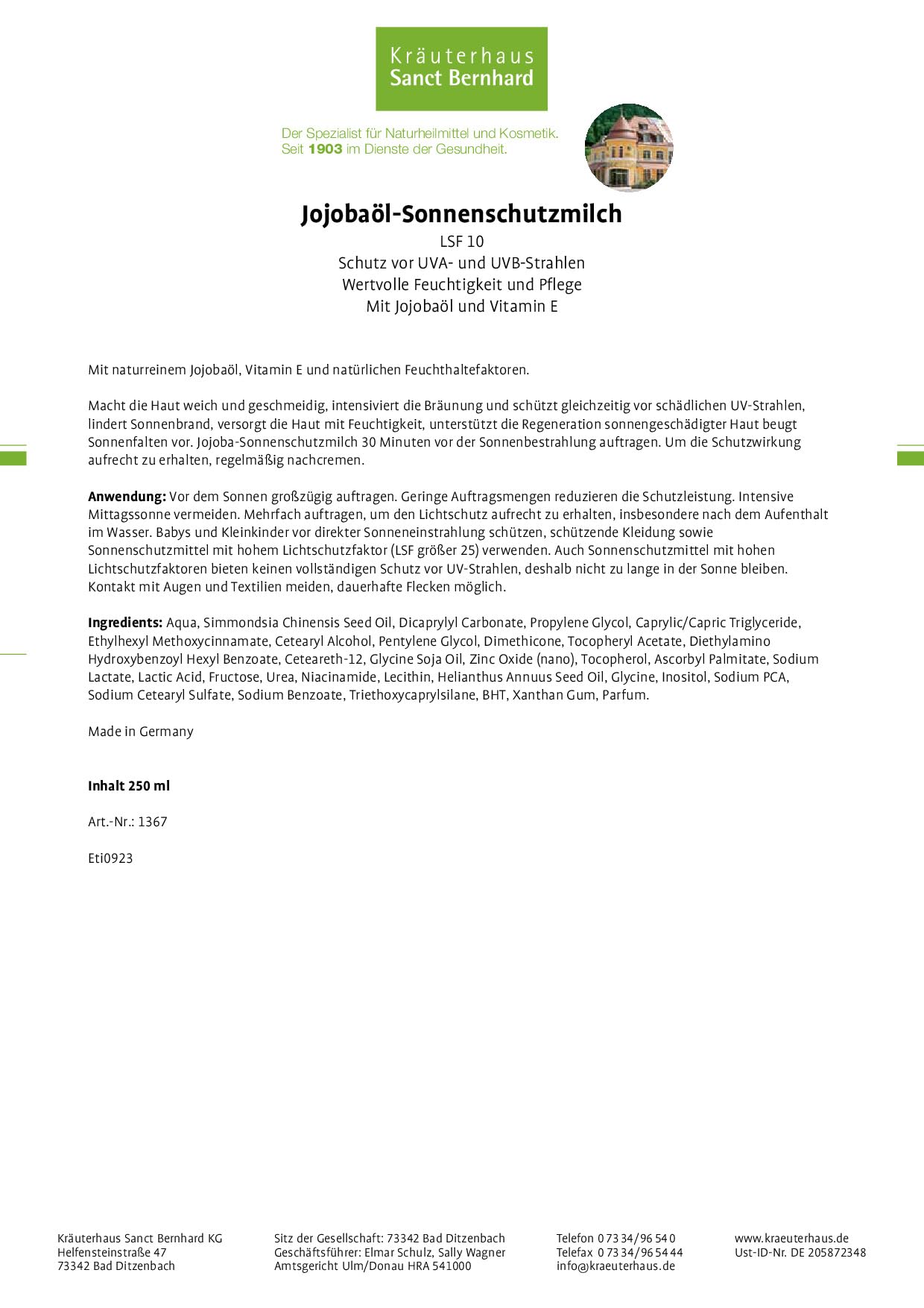 sanct-bernhard-jojoba-sonnen-set-lsf-10-3-teilig image 2