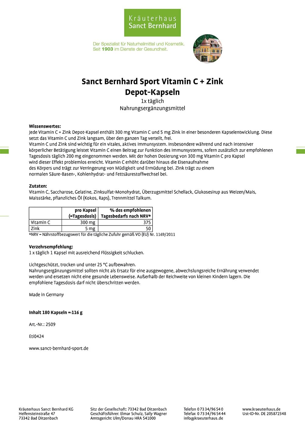 sanct-bernhard-sport-vitamin-c-zink-depot-kapseln-180-st-ck image 2
