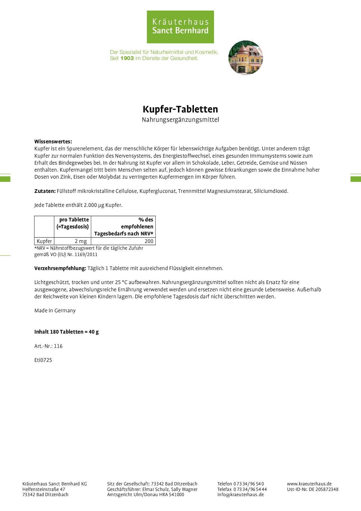 sanct-bernhard-kupfer-tabletten-2-mg-180-tabletten-spurenelement image 2