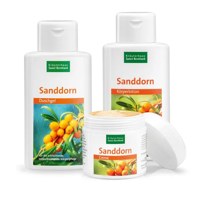 kr-uterhaus-sanct-bernhard-sanddorn-pflegeset-creme-lotion-dusche-3x250-ml image 1