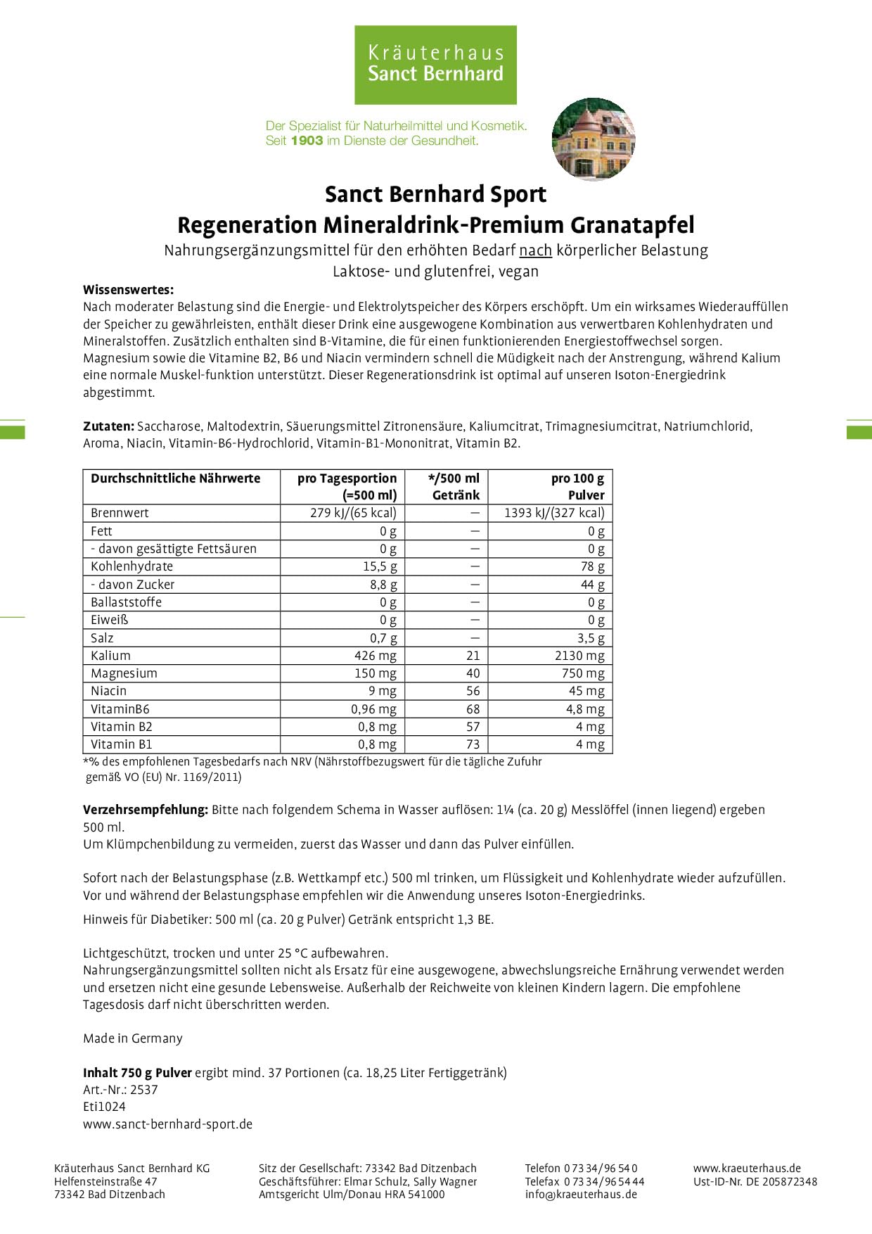 sanct-bernhard-sport-mineraldrink-750-g-regeneration-pulver image 5
