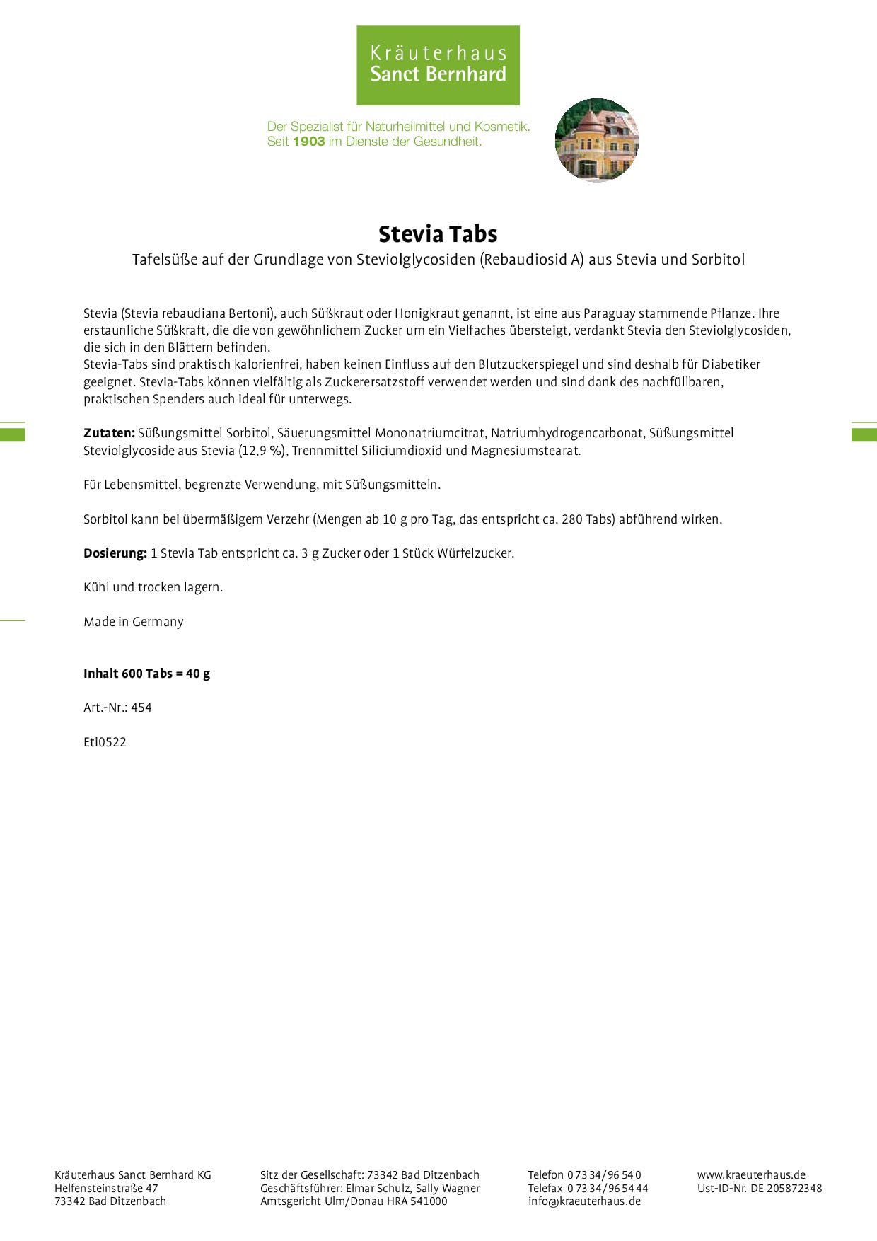 kr-uterhaus-sanct-bernhard-stevia-tabs-s-stoff-600-st-ck-kalorienfrei image 2