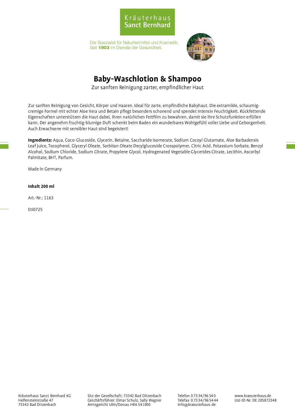 sanct-bernhard-babypflege-baby-waschlotion-shampoo-200ml-sensitiv image 2