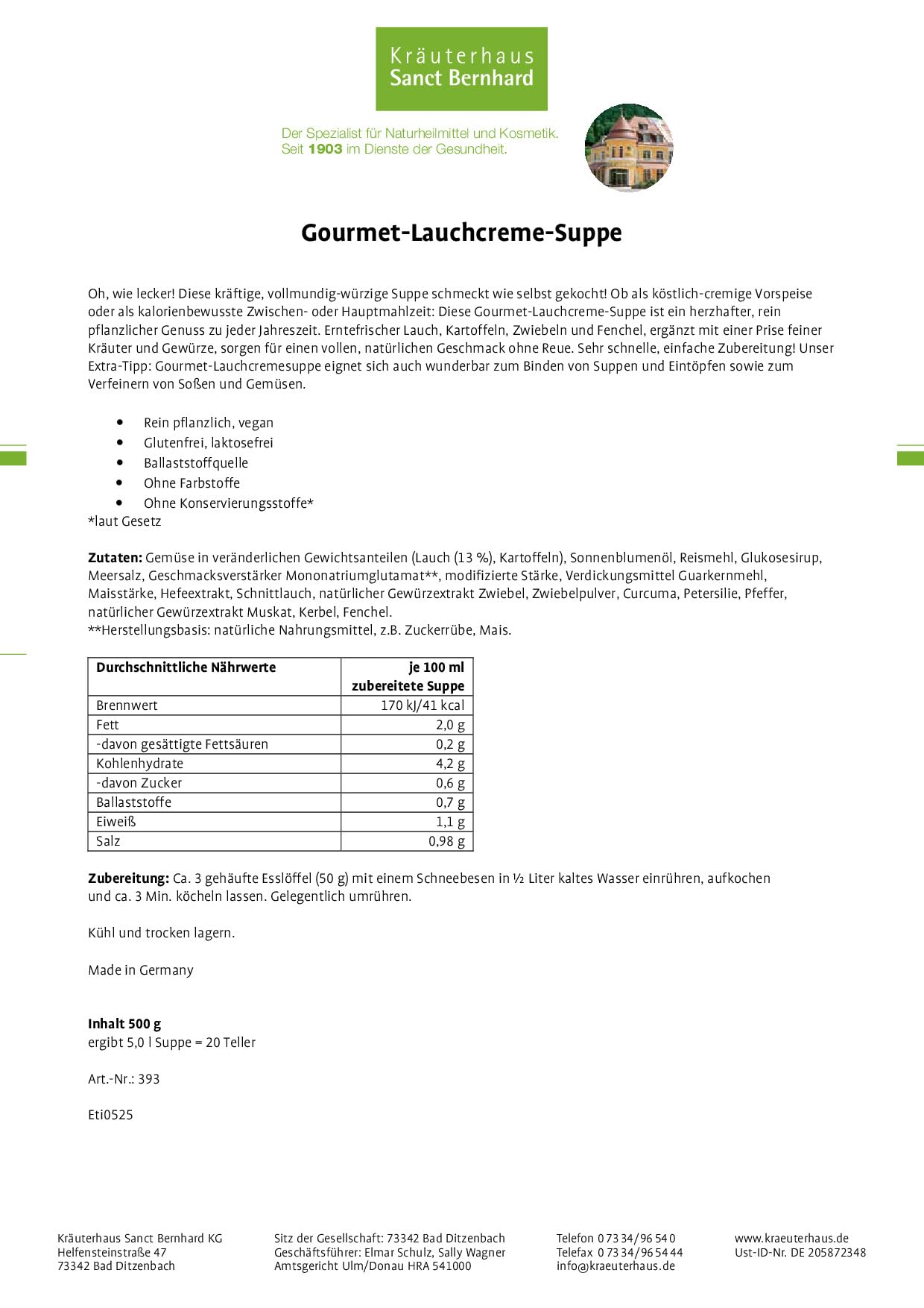 sanct-bernhard-gourmet-lauchcreme-suppe-500-g-vegan-glutenfrei image 2