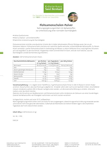 sanct-bernhard-flohsamenschalen-pulver-400-g-ballaststoffe image 4
