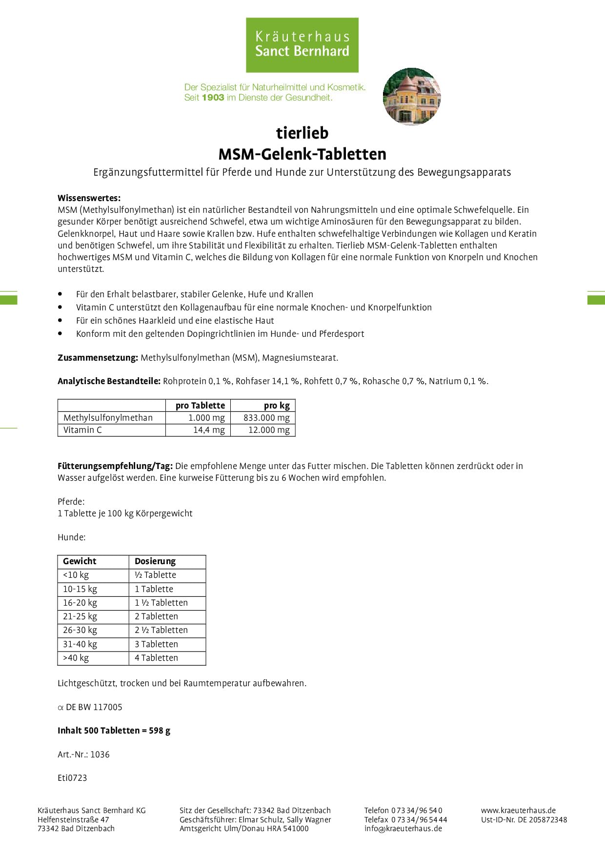 tierlieb-msm-gelenk-tabletten-pferd-hund-500-vitamin-c image 2