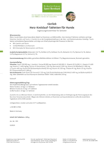 sanct-bernhard-tierlieb-herz-kreislauf-tabletten-hund-180-tabletten image 8