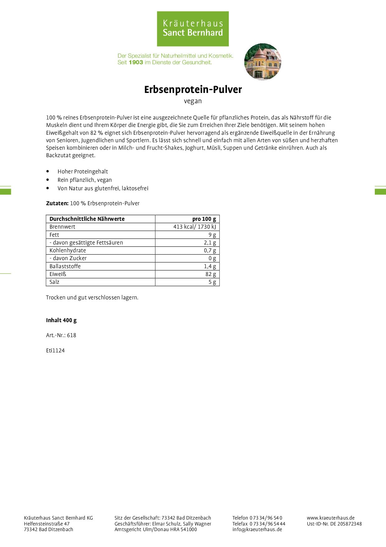 kr-uterhaus-sanct-bernhard-erbsenprotein-pulver-vegan-400-g-glutenfrei image 2