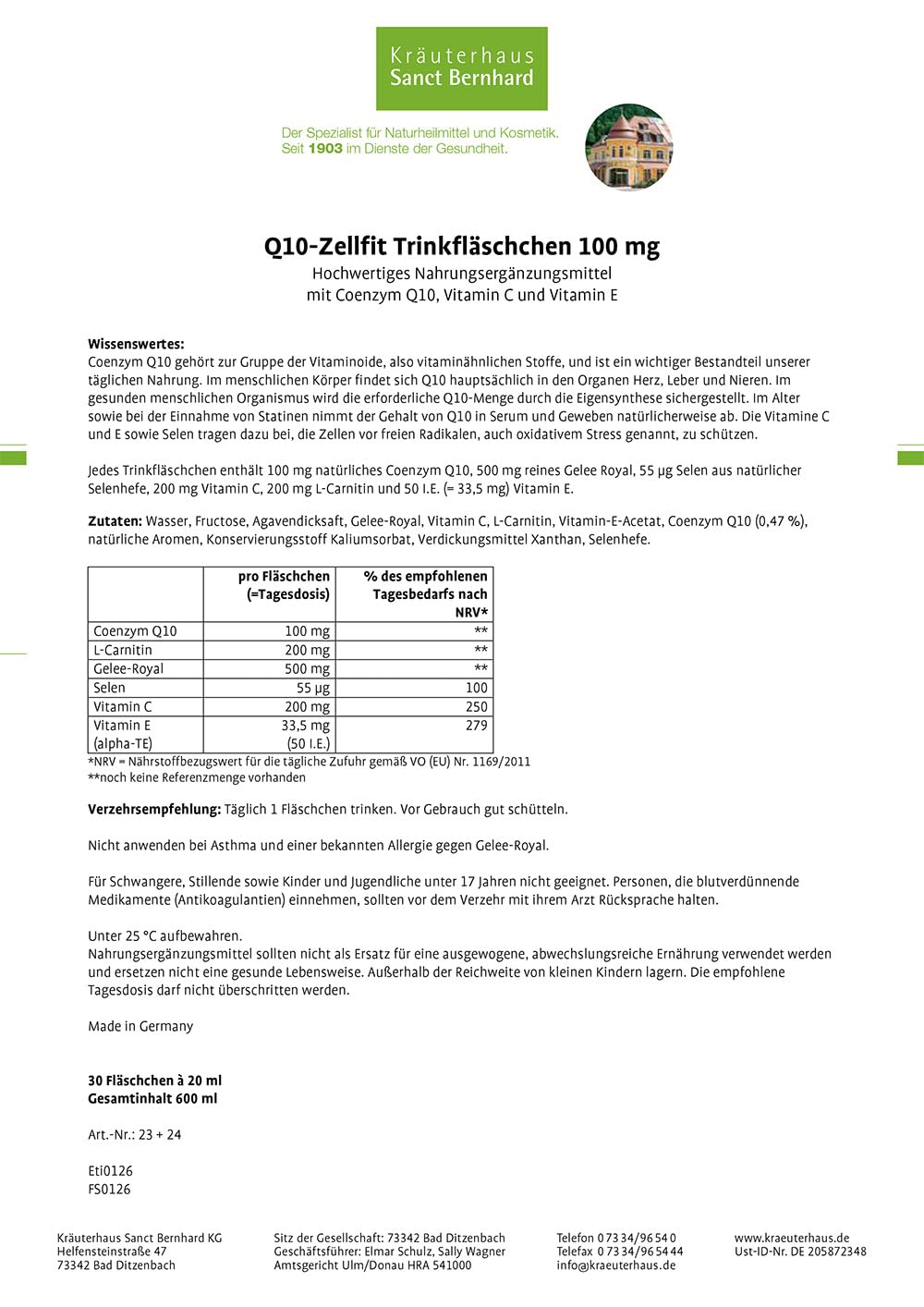 kr-uterhaus-sanct-bernhard-q10-zellfit-100-mg-trinkfl-schchen-1800-ml image 2