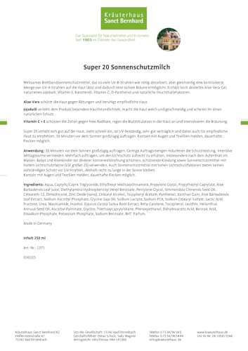 sanct-bernhard-sonnenschutz-milch-lsf-20-250-ml-aloe-vera-jojoba image 6