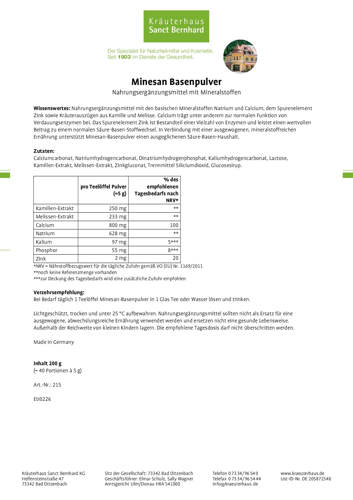 sanct-bernhard-minesan-basenpulver-600-g-mit-calcium image 2