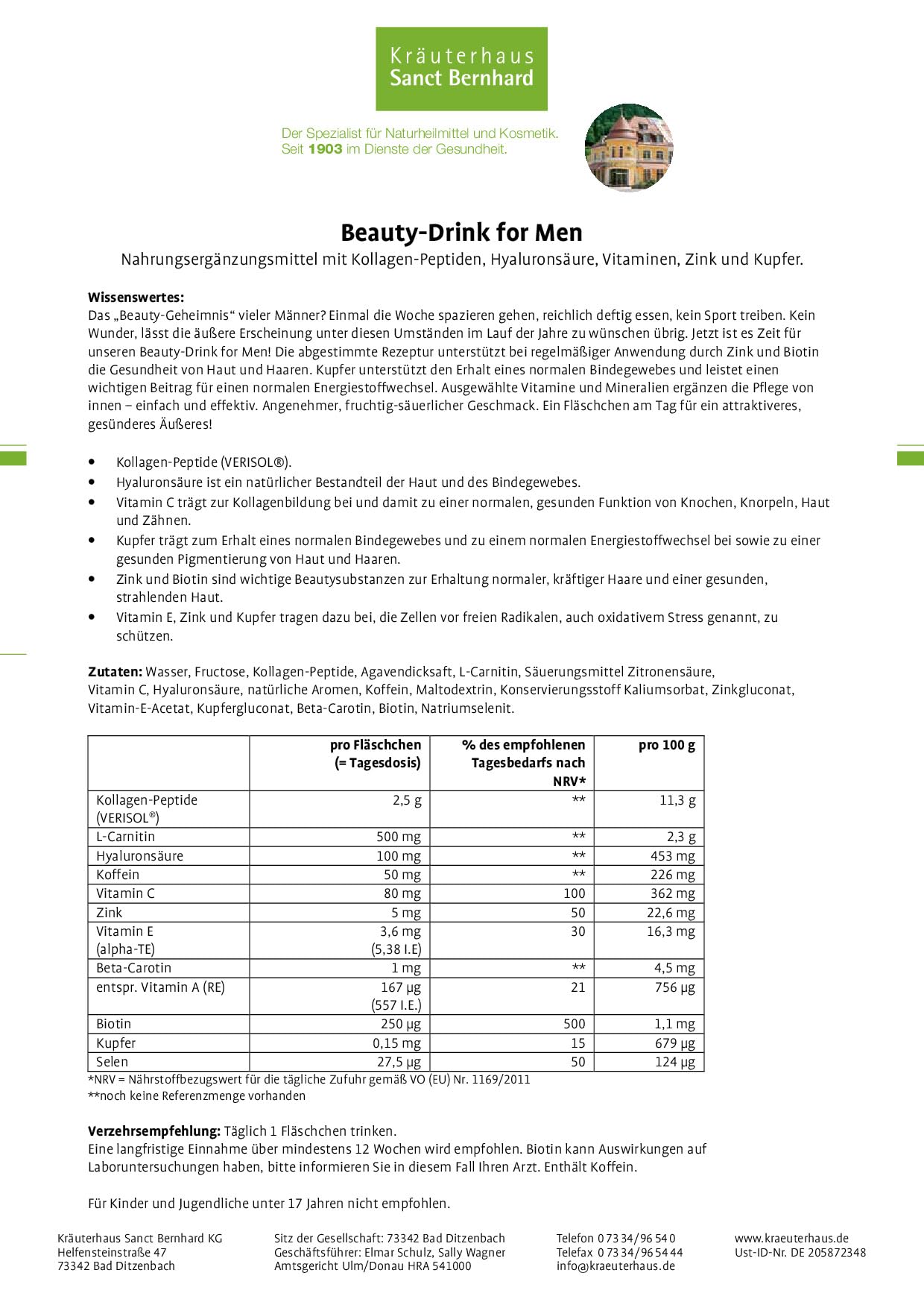 sanct-bernhard-beauty-drink-for-men-kollagen-monatspackung image 2