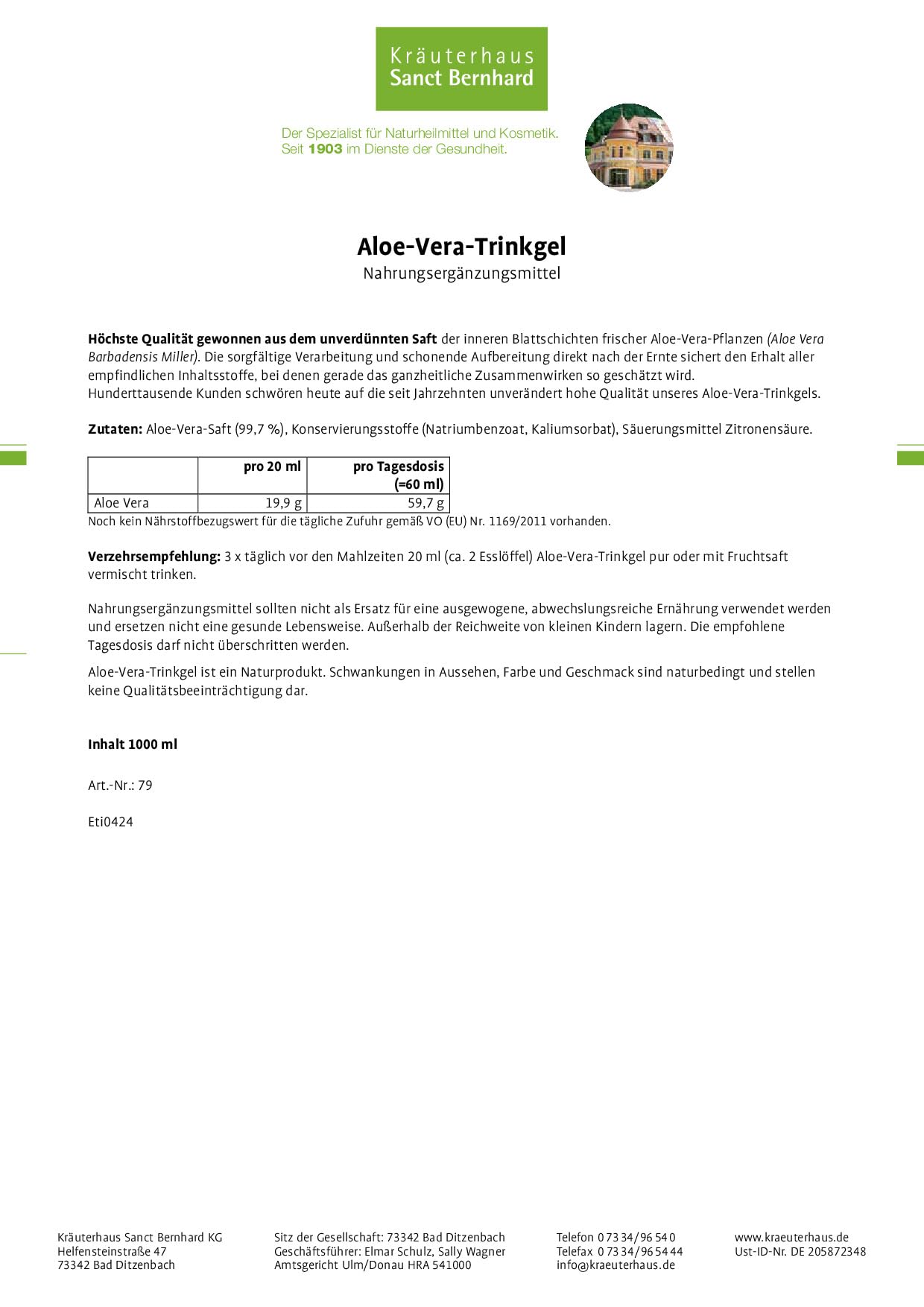 sanct-bernhard-aloe-vera-drink-trinkgel-1l-barbadensis-pur image 6
