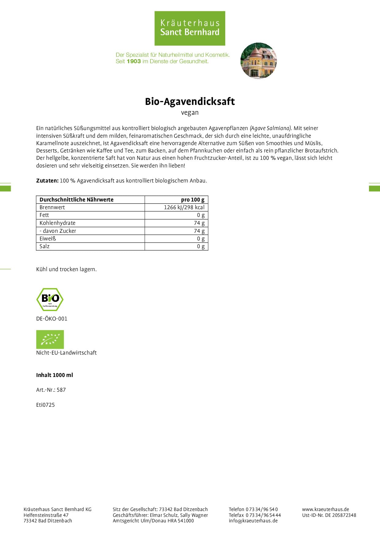 kr-uterhaus-sanct-bernhard-bio-agavendicksaft-1-liter-veganes-s-ungsmittel image 2