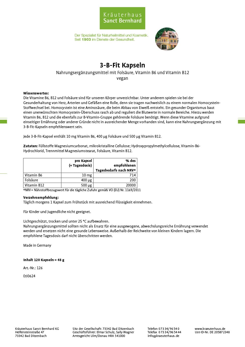 sanct-bernhard-3-b-fit-kapseln-b6-b12-fols-ure-120-kapseln image 6