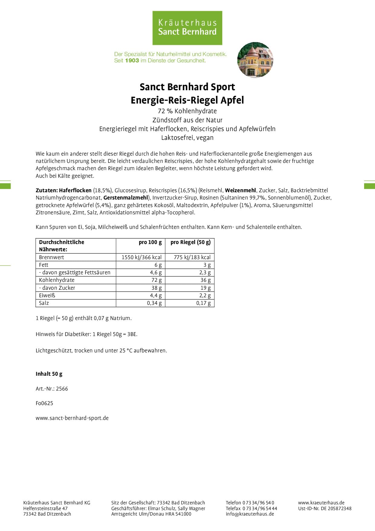 sanct-bernhard-sport-reis-riegel-apfel-11-st-ck image 2