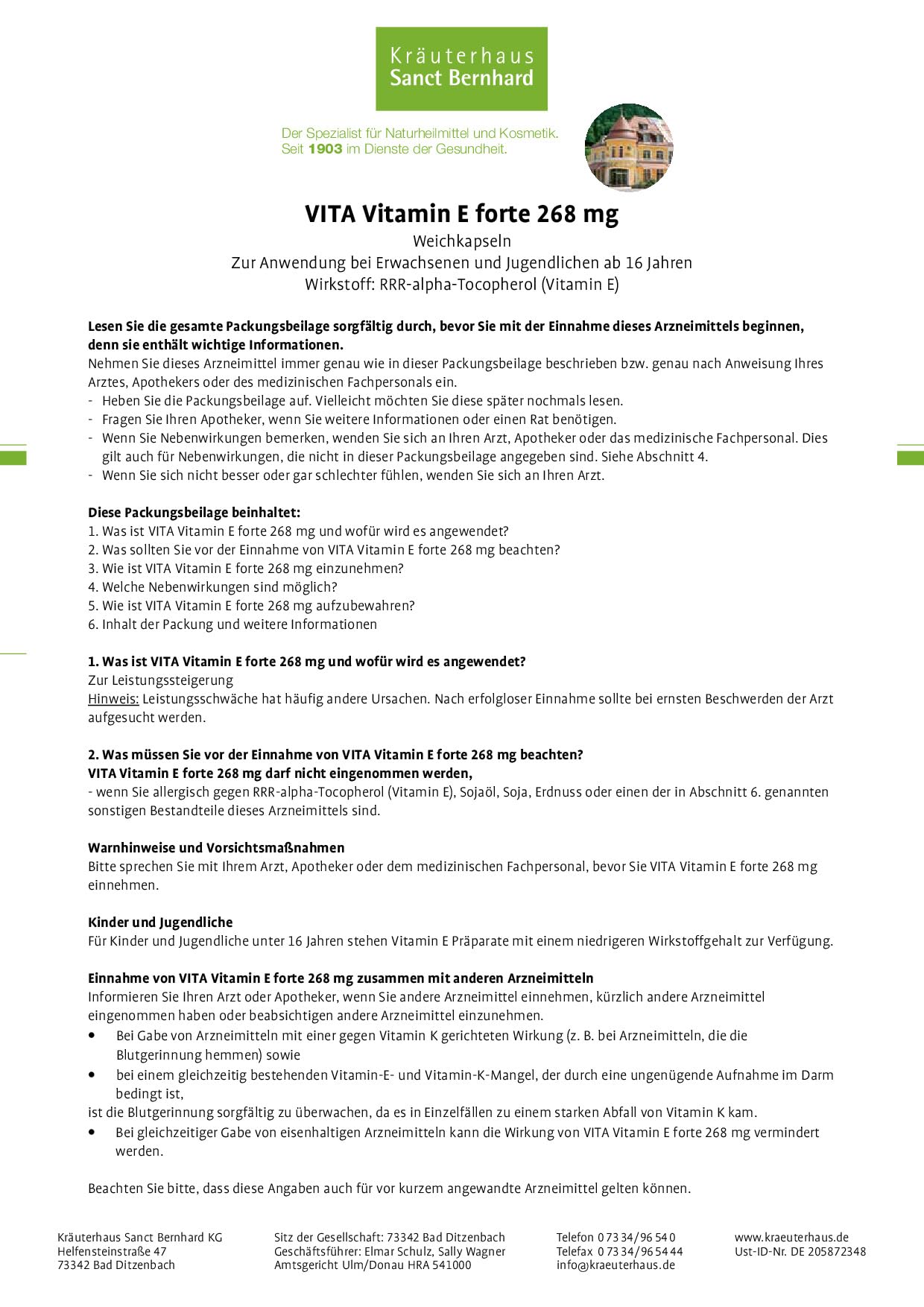 sanct-bernhard-vita-forte-vitamin-e-268-mg-180-kapseln image 2