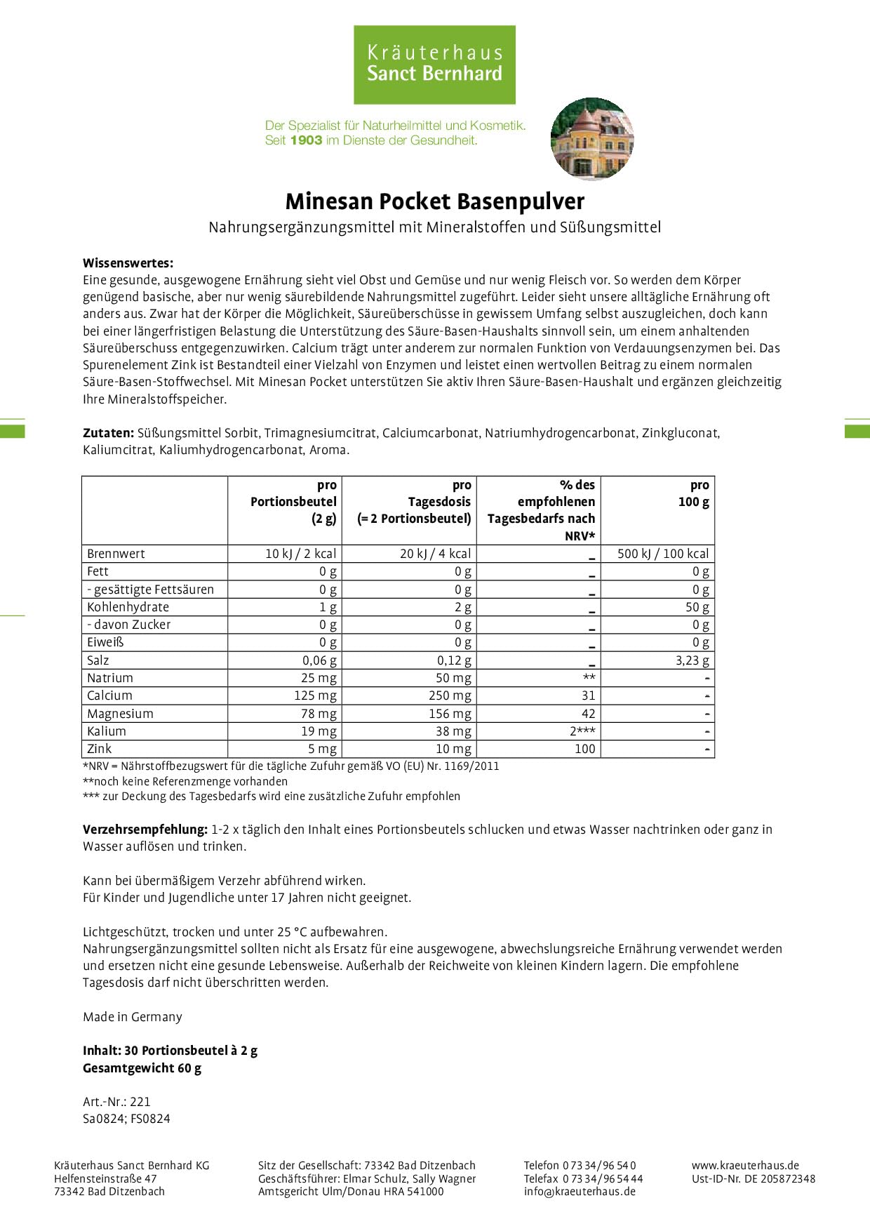 sanct-bernhard-minesan-pocket-basenpulver-30-portionsbeutel image 2