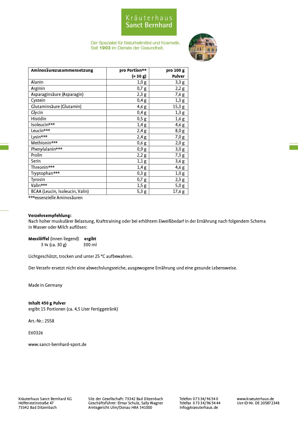 sanct-bernhard-sport-protein-xxl-92-erdbeer-vanille-450-g-proteinpulver image 4