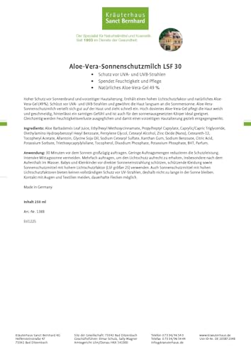 sanct-bernhard-sonnenschutzmilch-lsf-30-aloe-vera-250-ml image 4