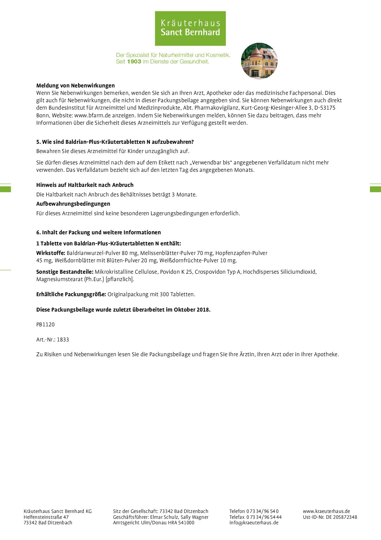 sanct-bernhard-baldrian-plus-kr-utertabletten-300-nerven-schlaf image 3