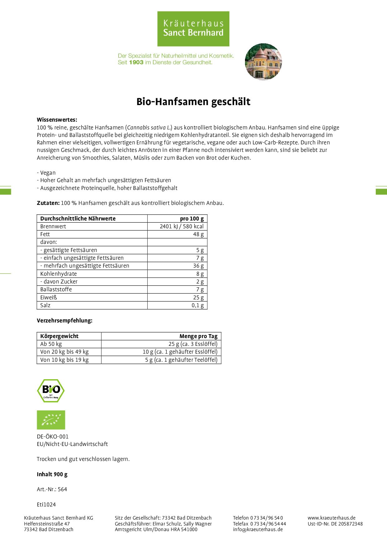 sanct-bernhard-bio-hanfsamen-gesch-lt-900-g-glutenfrei-vegan image 2