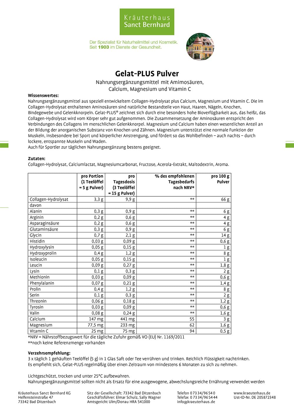 sanct-bernhard-gelat-plus-trinkpulver-kollagen-1-5-kg-gelenke image 2