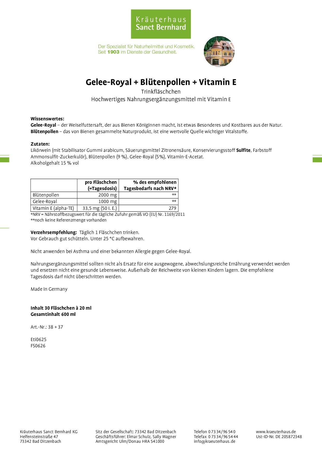 kr-uterhaus-sanct-bernhard-gelee-royal-trinkfl-schchen-1800-ml-mit-bl-tenpollen image 2