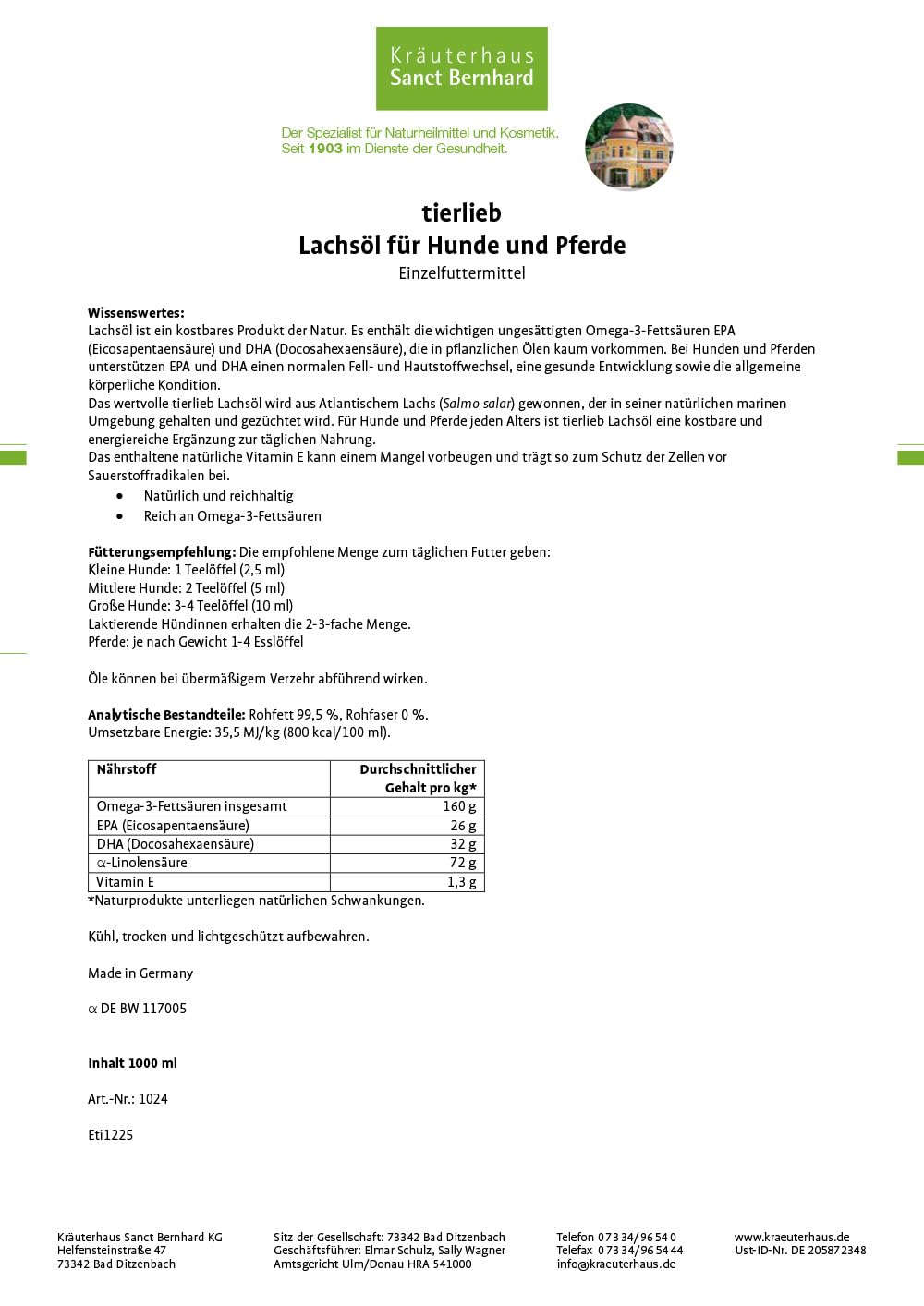 sanct-bernhard-tierlieb-lachs-l-hunde-pferde-1-liter-omega-3 image 7