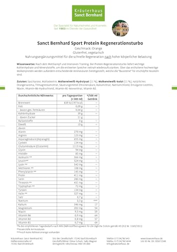 sanct-bernhard-sport-regenerationsturbo-proteindrink-orange-725g image 5