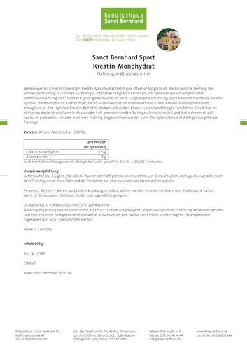 sanct-bernhard-sport-kreatin-monohydrat-pulver-600g-neutral image 8