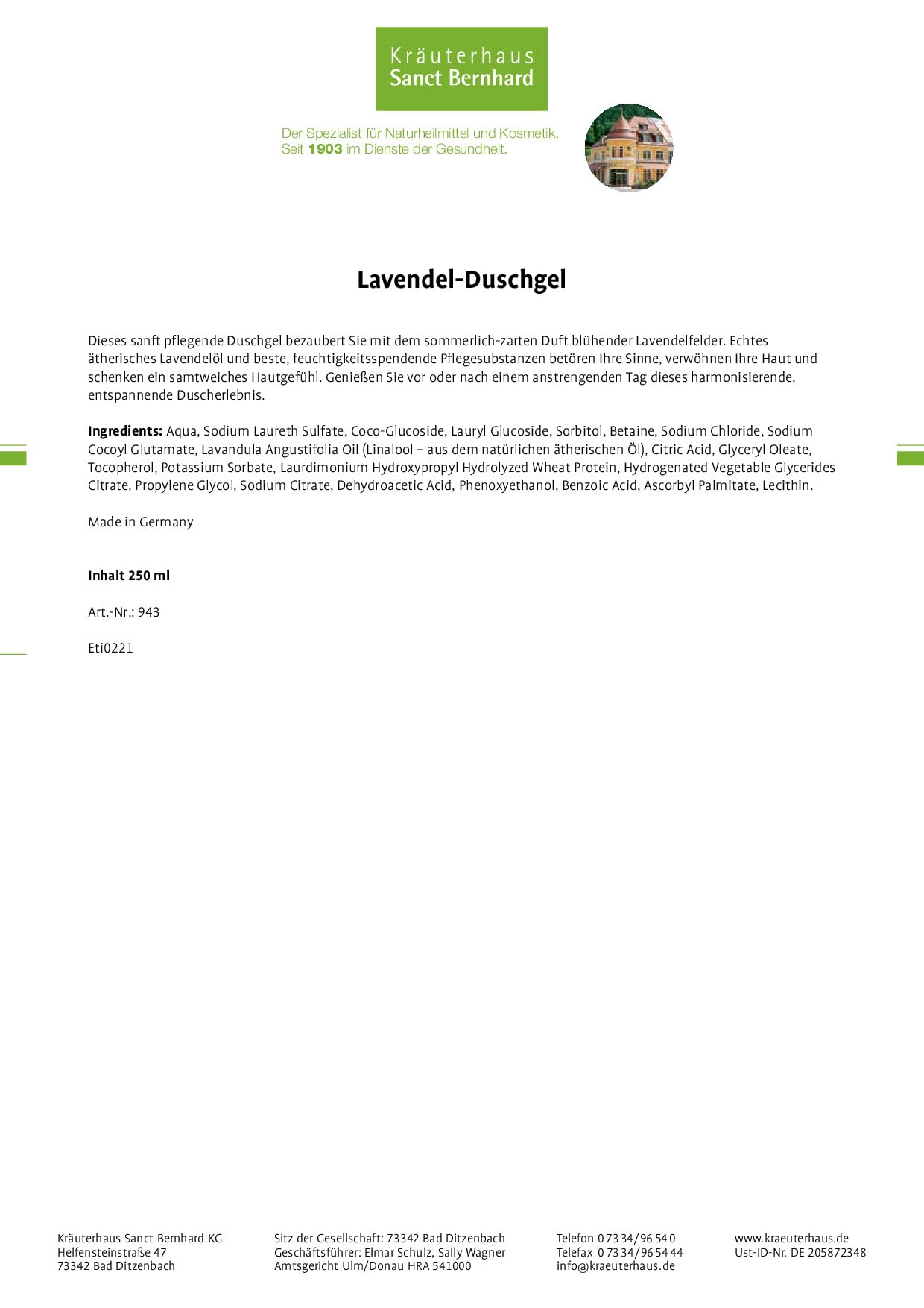 sanct-bernhard-lavendel-aroma-set-lotion-duschgel-2x250-ml image 2