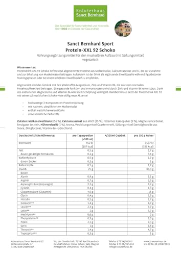sanct-bernhard-sport-protein-xxl-92-schoko-450-g-pulver image 7
